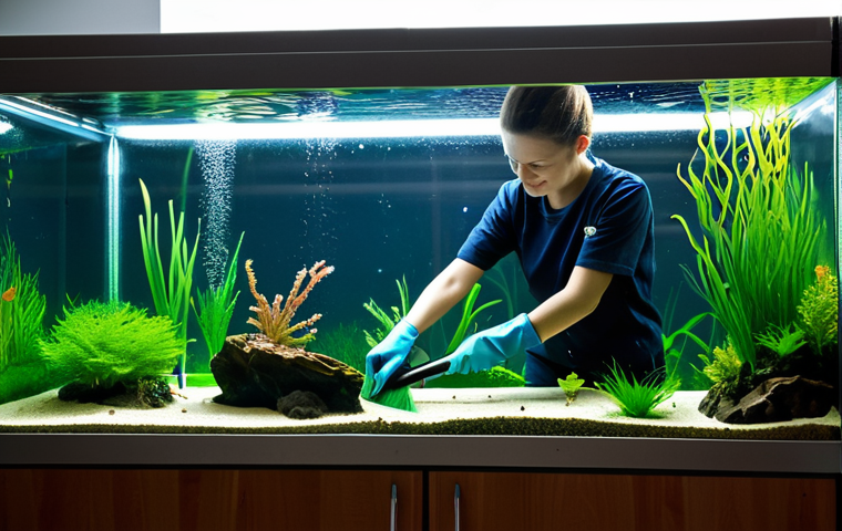 초보자를 위한 어항 선택 - Modern Acrylic Fish Tank with Lighting**

"A modern living room with a large, well-maintained acryli...