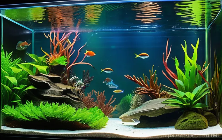 네온테트라 관리법 - **Prompt 2: A focused individual, wearing neat, casual clothing (fully clothed), is calmly observing...