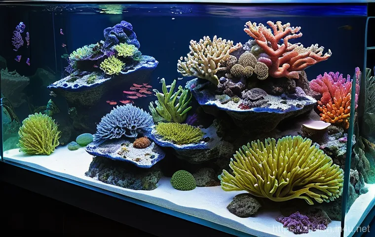 해수어 라이브 락 - **Image Prompt: "Dream Reef Aquascape"**
    A breathtaking, wide shot of a meticulously aquascaped ...