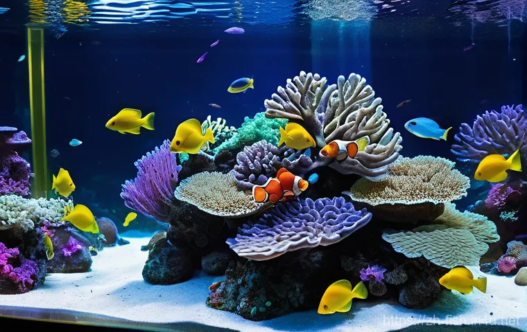 해수어 온도 조절법 - **Prompt 2: Diligent Reef Tank Maintenance for Temperature Stability**
    "An adult reef tank hobby...