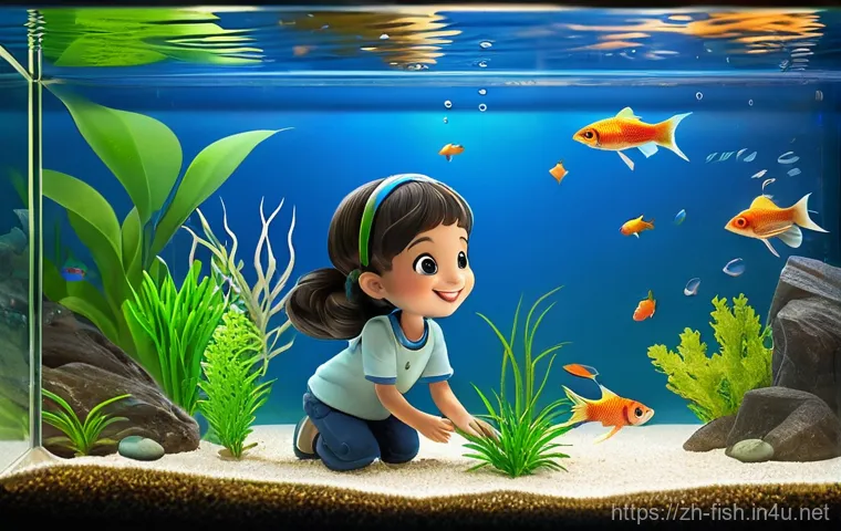 초보자용 어항 키트 - **Prompt 2: Thriving Aquatic Ecosystem with Diverse Fish and Plants**
    "An exquisitely aquascaped...