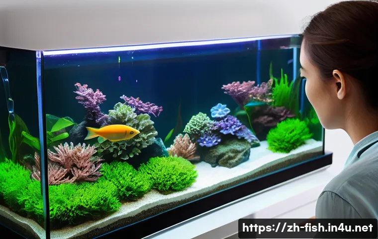 수족관 운영 비용 - **Prompt 1: Smart & Energy-Efficient Aquarium Management**
    "A bright, modern living room with a ...